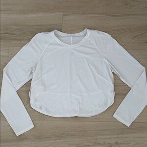 Lululemon Women's White Long-Sleeve Active Top Size 6